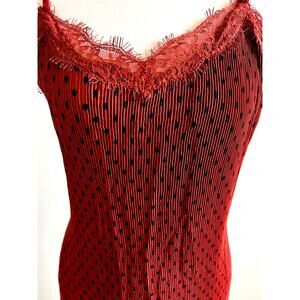 Free People 'Margot' Slip Dress 4 Polka Dot Outer SLIP ONLY Crinkle Pleated Red